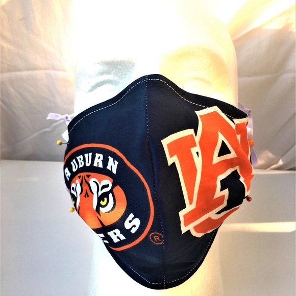 Auburn Tigers Face Mask New Reversible Blue Plaid - Picture 9 of 15